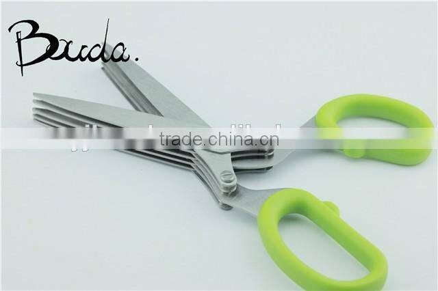 Multifunction 5 blade stainless steel herb scissor/ kitchen scissors BD-S1622