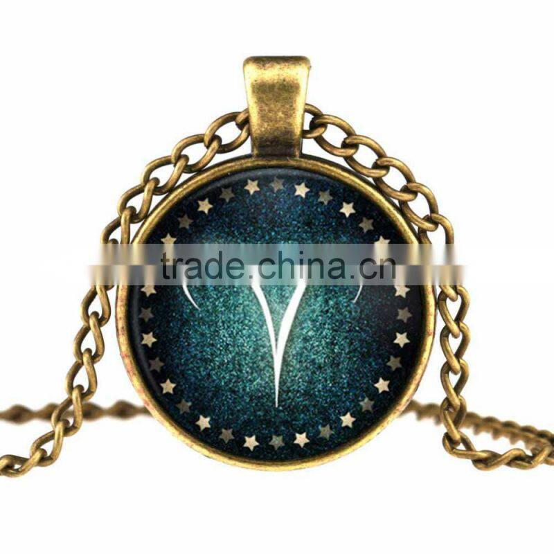 Mysterious Zodiac Glass Cabochon Pendant Necklace Glass&Alloy
