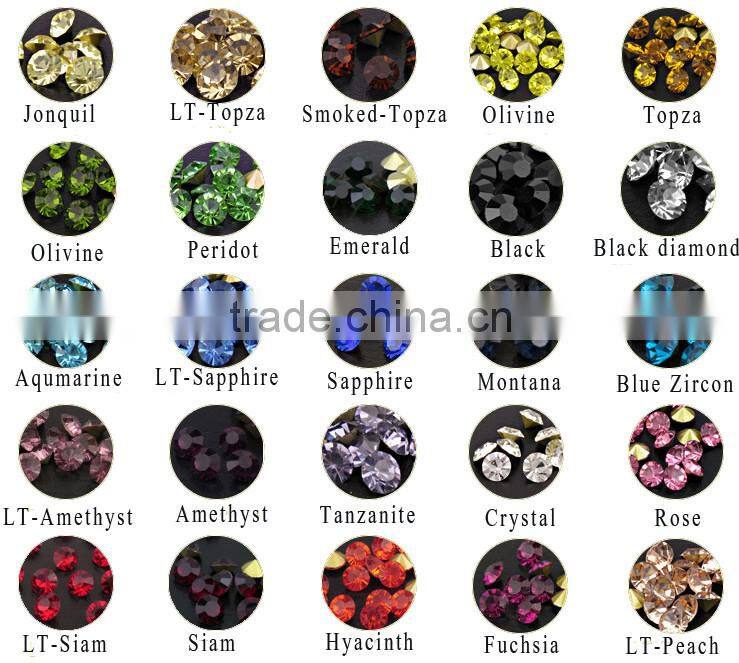 Non hotfix glass point back crystal stone for rhinestone cup chain