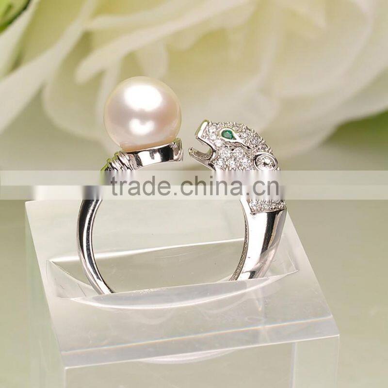 Leopard design S925 silver pearl jewelry Rings for export