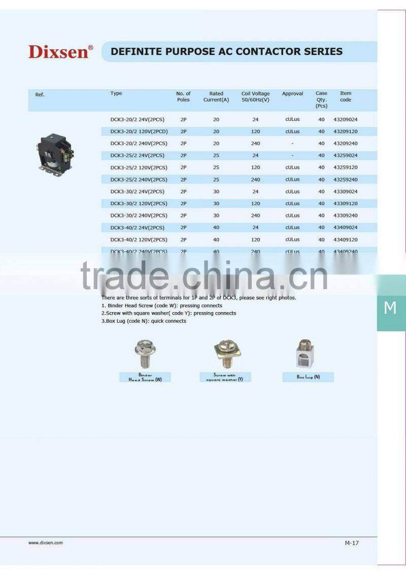 Definite purpose magnetic contactor