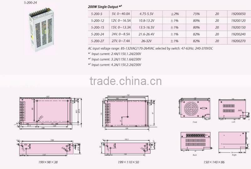 145W single output Switching Power Supply S-145