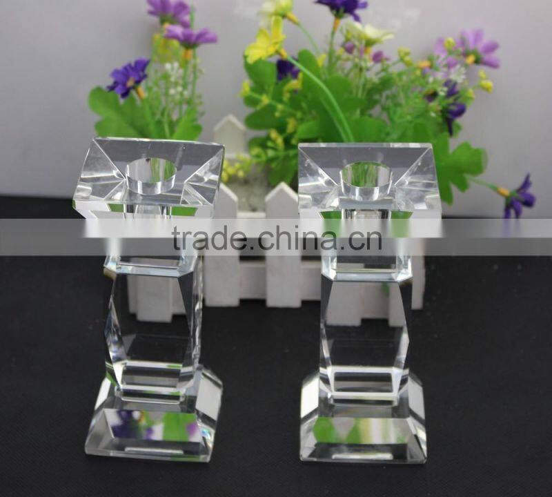 Factory directly sale fashion design European style 130mm clearly color crystal candleholder crystal wedding gift