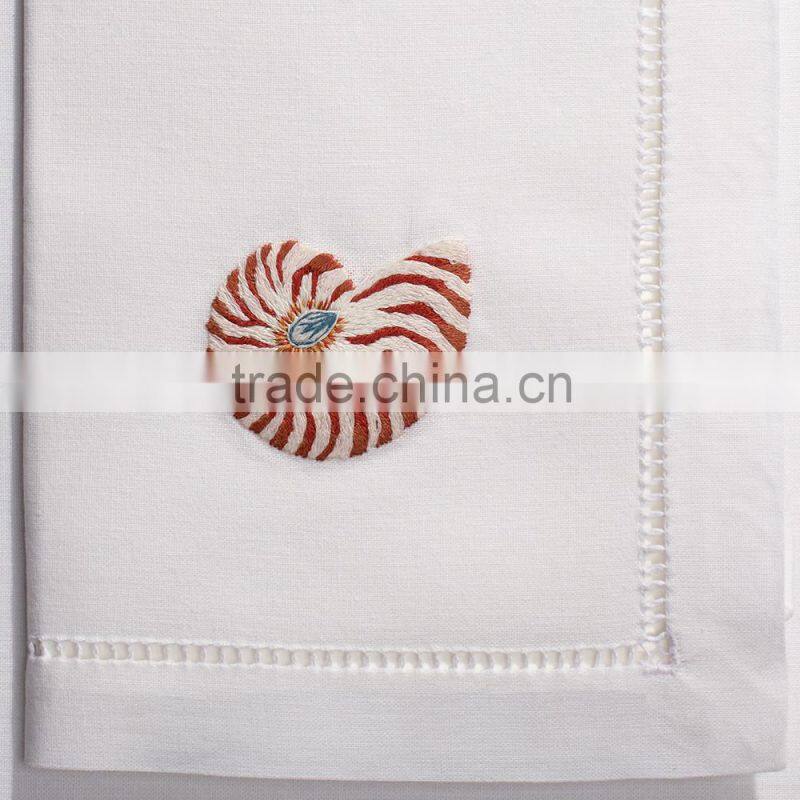 Hand hemstitched napkin, embroidered napkin, embroidery napkin, white cotton napkin, 100% cotton napkin