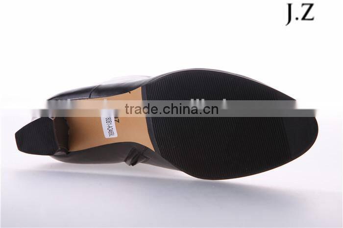 OB39 fashion block high heel boots genuine leather black boots knee boots for women