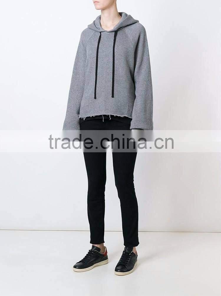 Fashion custom wear the side hem grey women hoodie