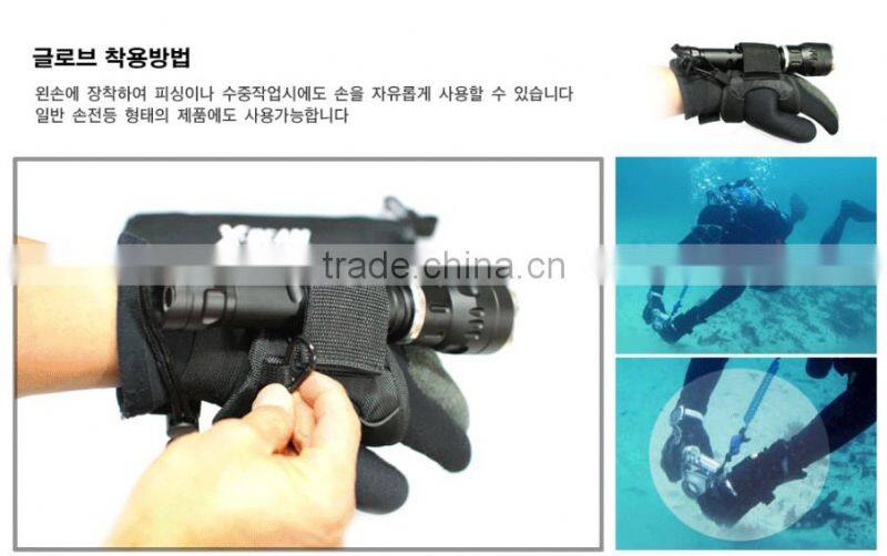high performance nylon diving video light underwater flashlight glove