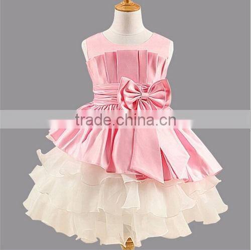 Floral frilly princess girl dress satin bloomer chiffon kids yarn ruffle tutu dress children puffy dress