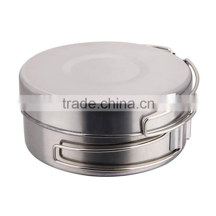 4 pieces of stainless steel metal travel lunch box set & camping cookware