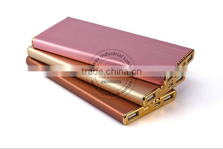 2015 promotional sale aluminum alloy Ultra slim Power Bank with high capacity