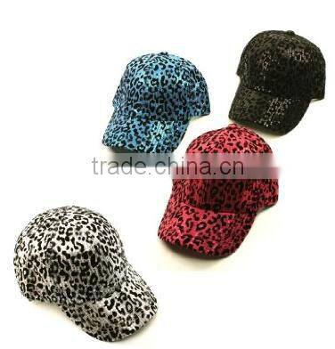 Velvety Leopard Animal Print Sequins Baseball Cap