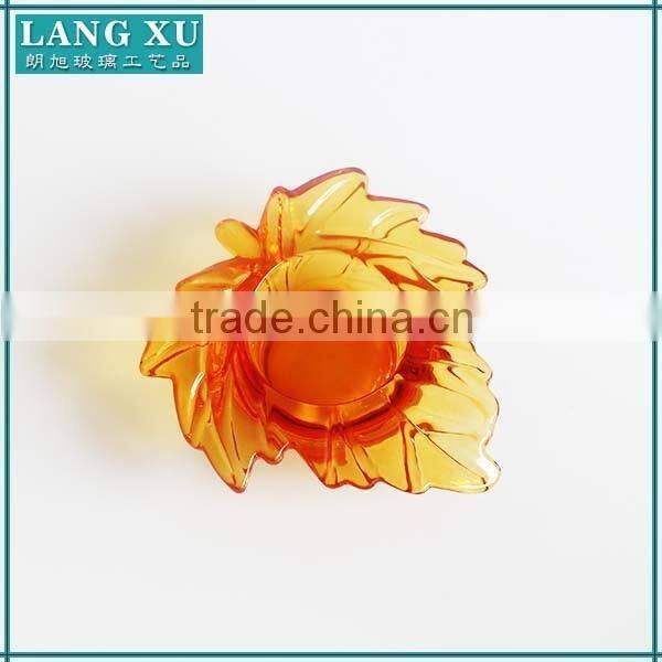 LX-Z182 Home Goods amber color christmas unique gifts bulk tealight maple leaf candle holder