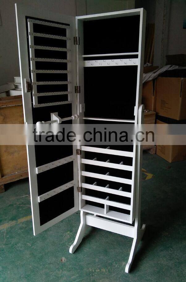 Where To Buy White Mirrored Jewelry Cabinet Mirror Organizer Armoire Storage Box Ring W/Stand