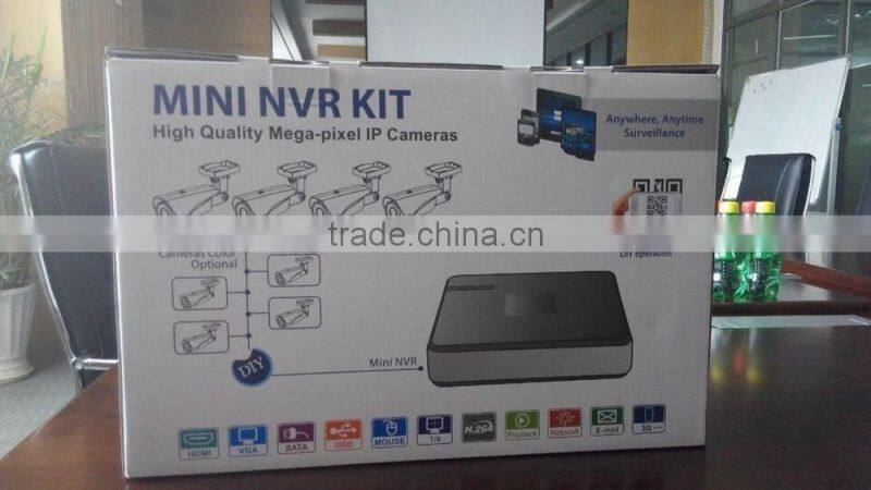MIni 4CH 720P NVR KIT support POE support motion detection and sound alarm