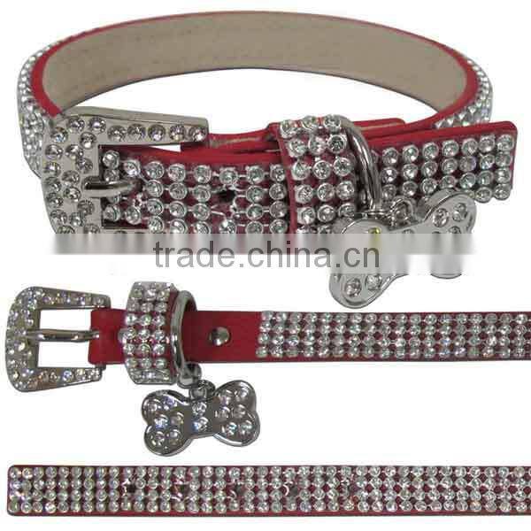 Diamond sparkly 4 row rhinestone studded dog collar