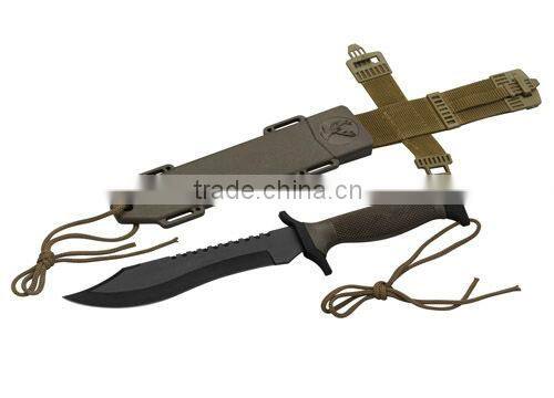 black Hunting Knife with rope