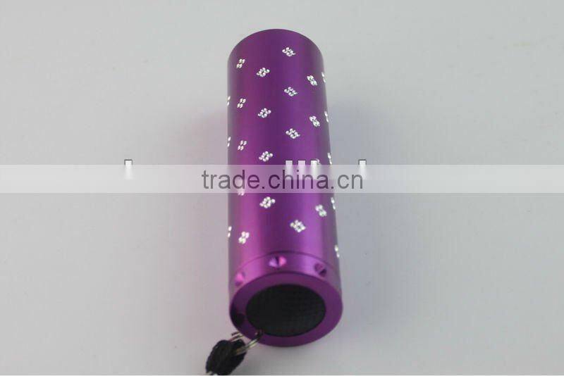 9 LED Flower Engraving Aluminum Flashlight