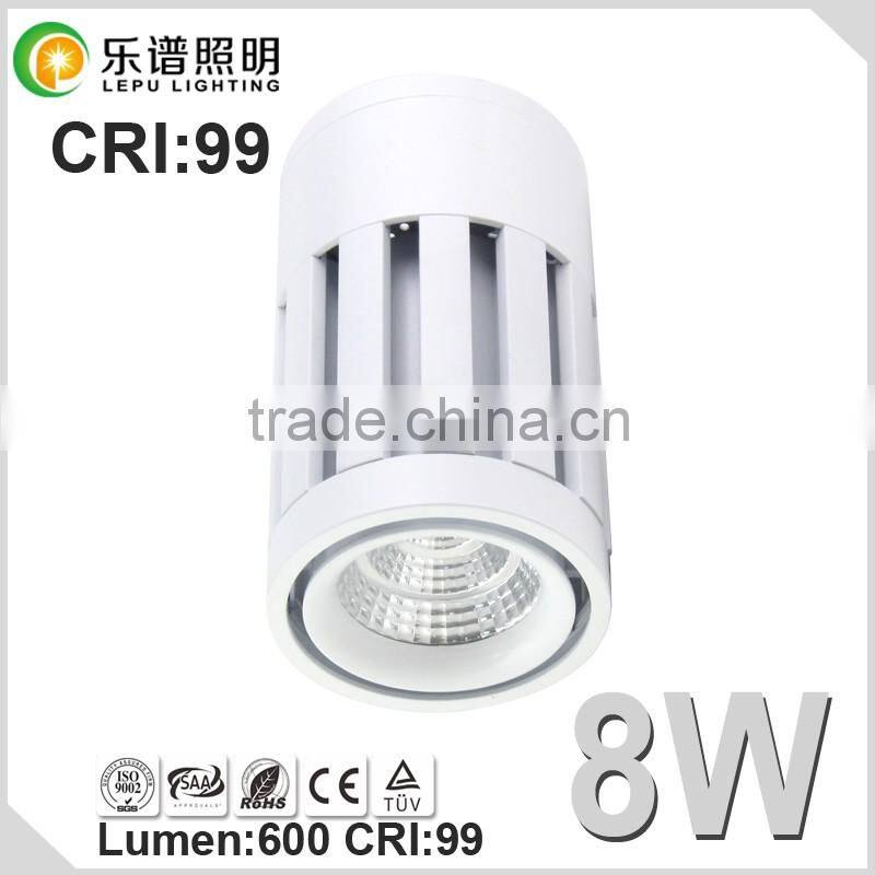 Luxury CRI 99 CE ROHS Dimmable COB led track light 8W 220V 2700K IP44