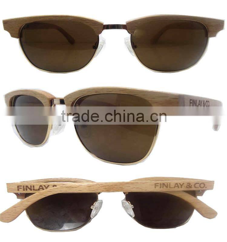 2015 Custom Wooden Half Frame Sunglasses China Wholesale