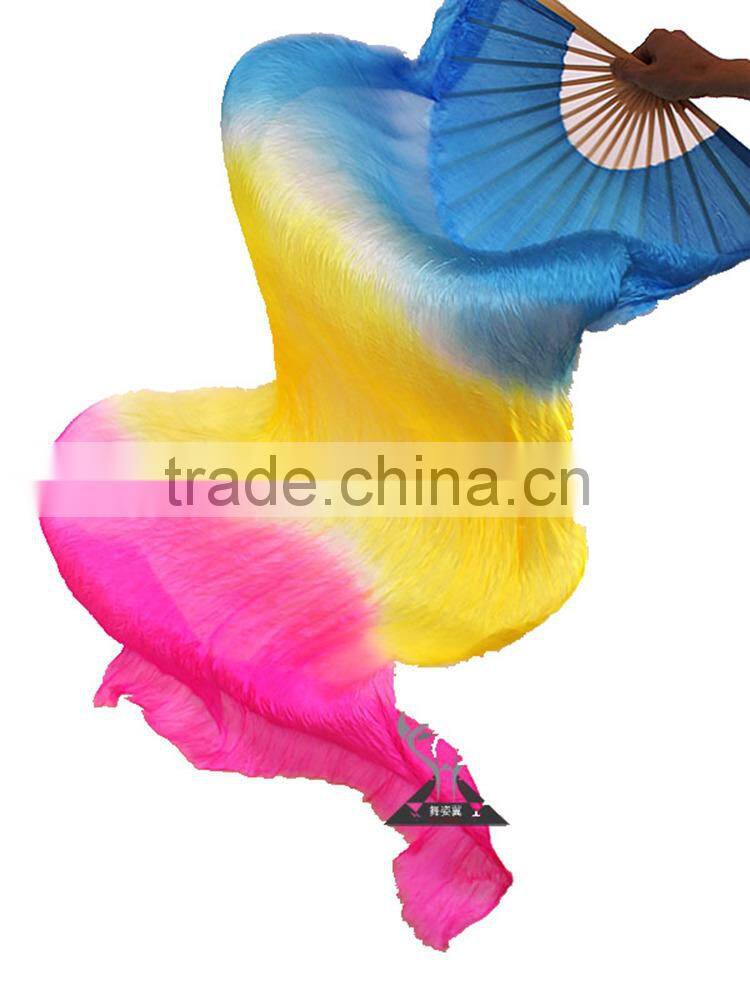 Hot Belly Dance Real Silk Veil Fan in horizontal Three Colors ( DJ1022)