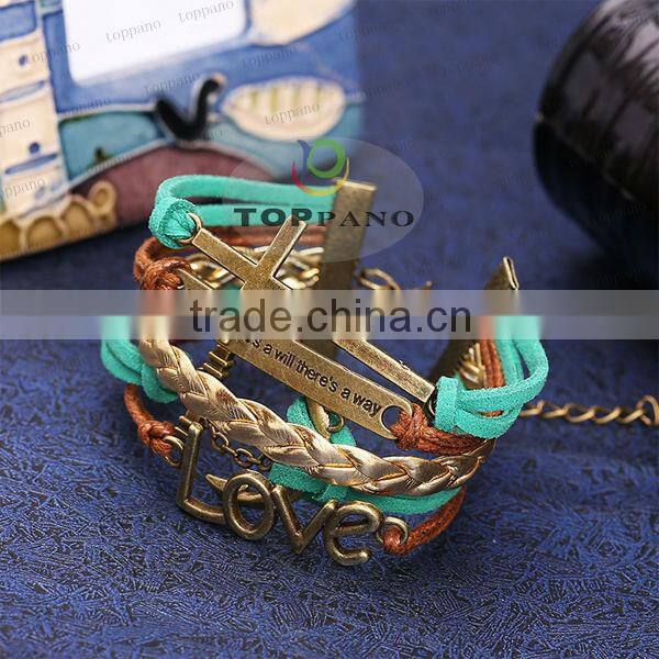 new design fashion leather braided bracelet