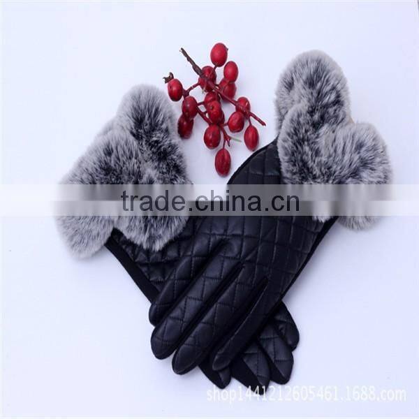 Black/Red PU Leather Fabric Driving Hand Gloves For Ladies IN Low Price