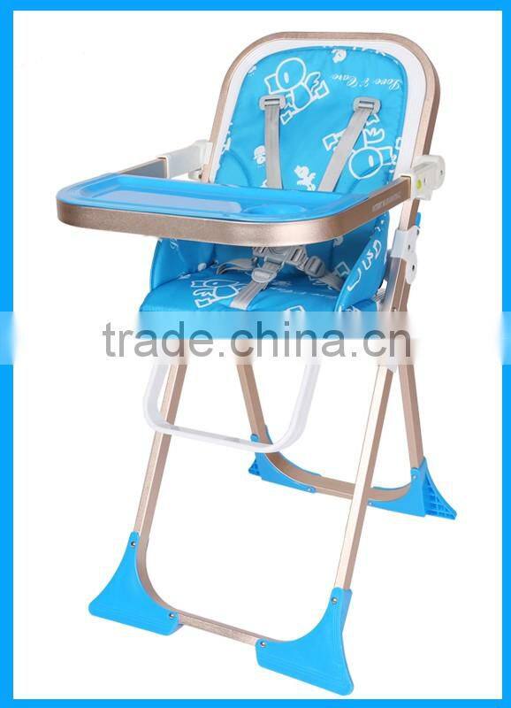 European design aluminium frames high quality feeding baby high chair for indoor use