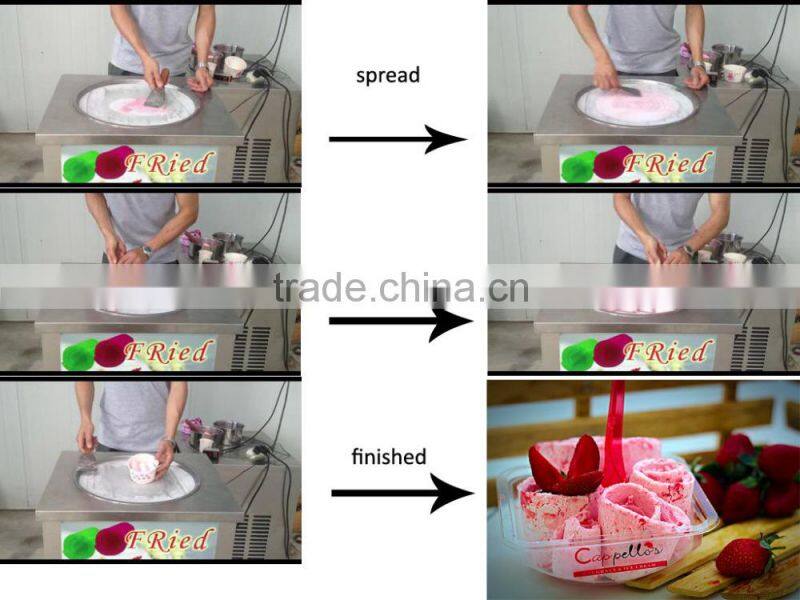 commercial stainless steel two flat pans fried ice cream machine