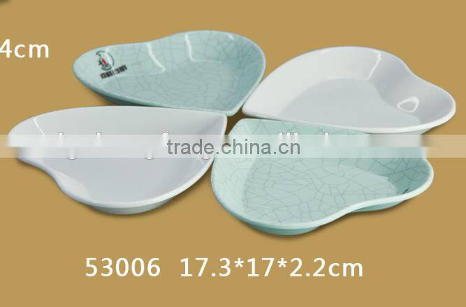 53006 White Melamine porclain plate Crack effect dish