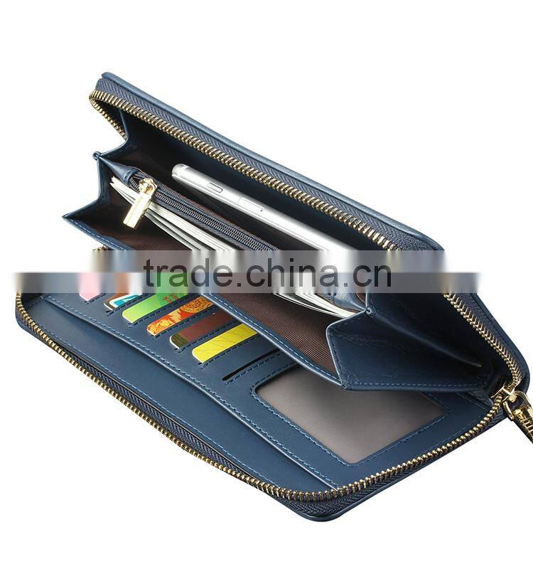 QIALINO RFID Blocking Wallet Luxury Ostrich Leather brand wallet handbag