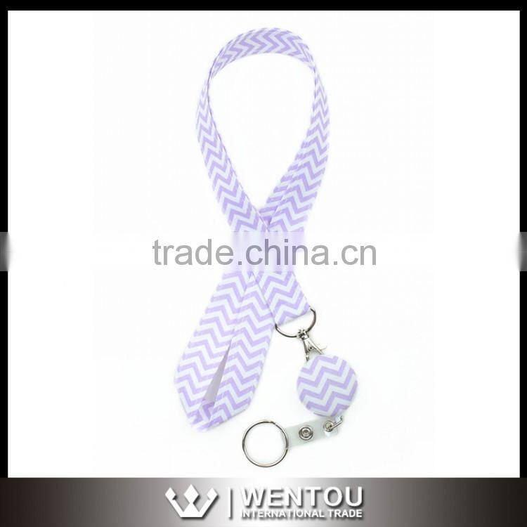 Retractable ID Badge Reel Fabric Chevron Lanyard