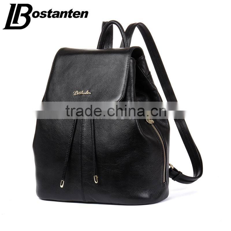 wholesale genuine leather drawstring backpack school bag for college girl