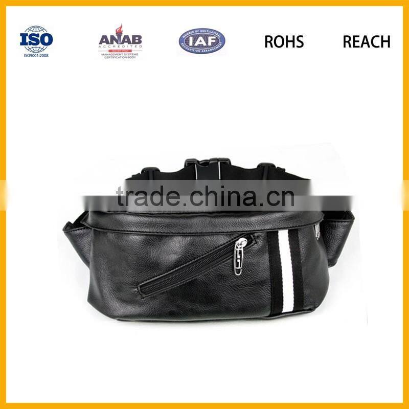 BSCI High Quality PU Multilayer Waist Bag with Adjustable Strap for Cycling, Outdoor