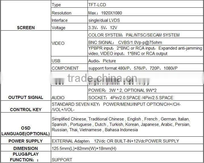 Bus TFT lcd monitor AD board for digital monitor