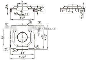 FTVCU18 5.2x5.2x1.5mm smd momentary tactile switch