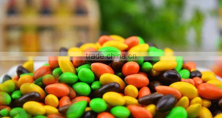 Colored small oval shaped chocolate coated sunflower seeds