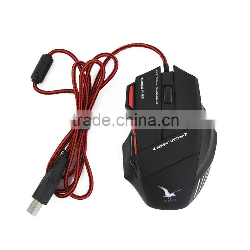 Hot sale 2400DPI Wired 7D Optical PRO Gaming Mouse Mice black