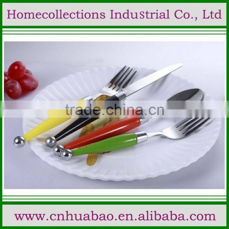 standing cutlery spoon fork knife set with plastic handle with unique design