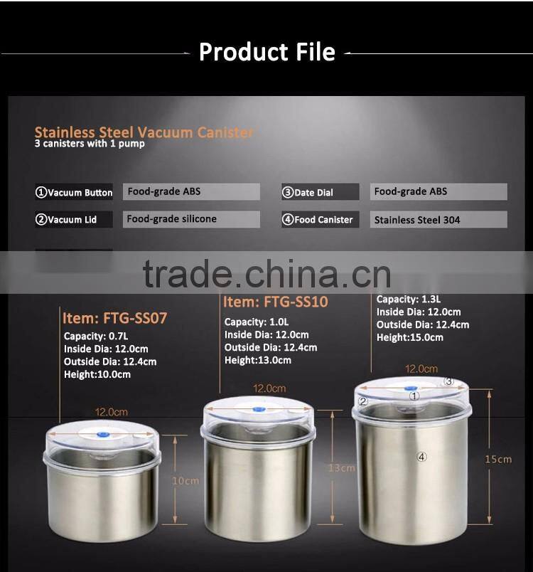transparent pumpable vacuum metal food container