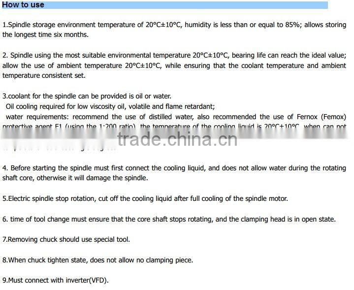 BT40, 5.5kw electric motor spindle for milling and carving work