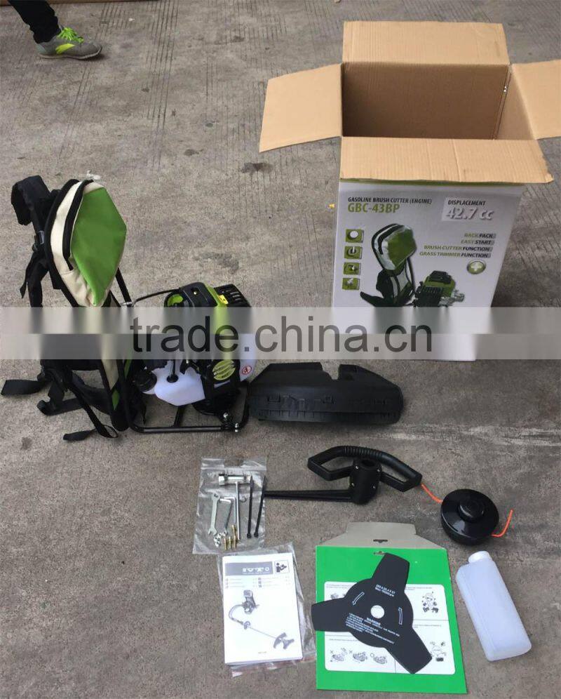 Back pack garden grass cutter,gasoline brush cutter,Backpack petrol Grass Trimmer 42.7cc