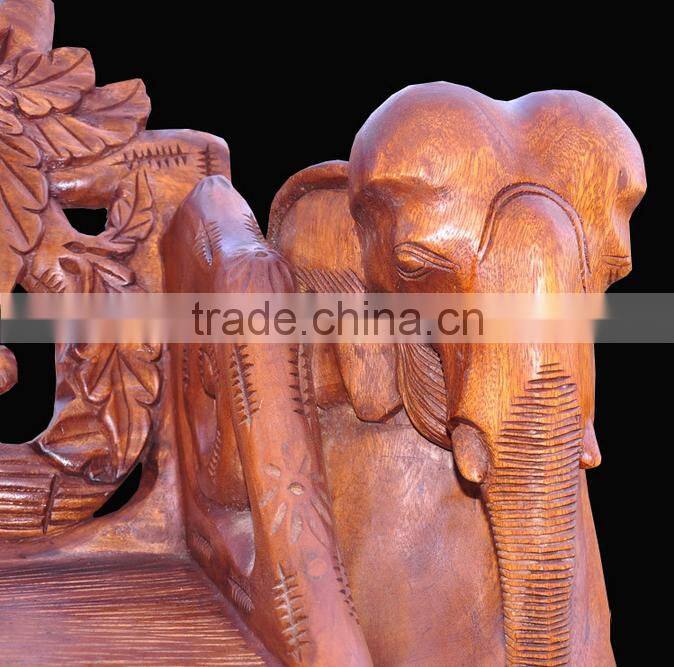 Southeast Asia Style Wood Carved Sofa Chair, Exquisite Handcarving Living Elephant Leisure Chair (BF01-X1174)