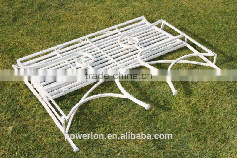 Outdoor double seat metal portable folding bench