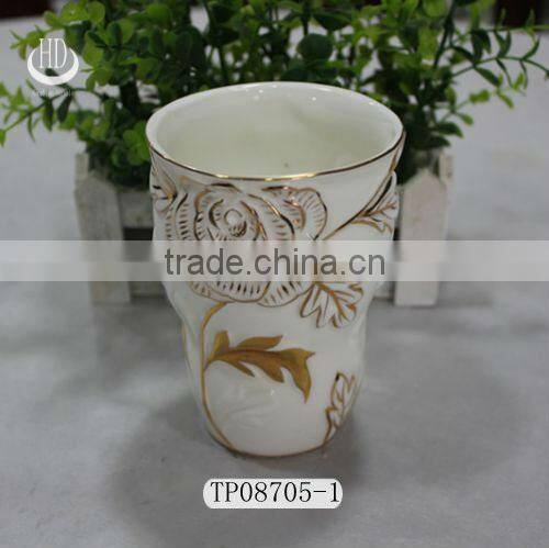 New product ceramic embossed gold lace tea pot and kettle set teapot