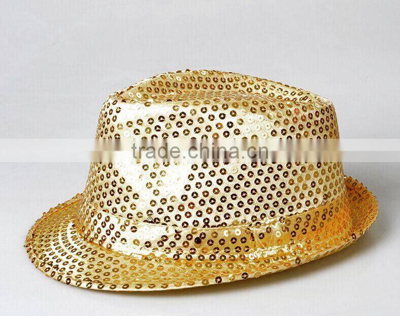 Hot-selling Factory Cheap Christmas Events Party Supplies LED Flashlight Colorful Hat Luminous Jazz Hat Sequin LED Hat
