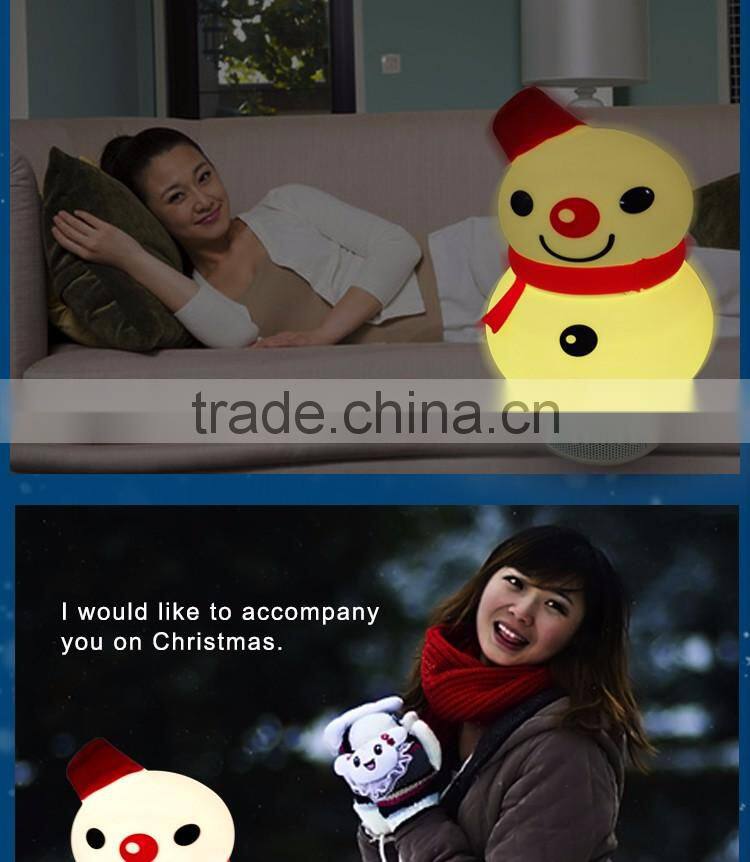 Christmas gift mini portable snowman shape bluetooth speaker with LED light