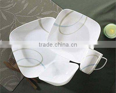 Tableware 16 Pieces Square Ceramic White Dinner Sets