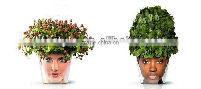 Smiling Family Ceramic Flower Pots with Decal Printing