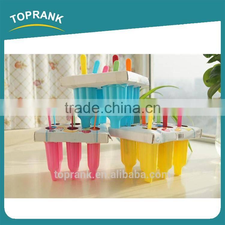 Toprank Colorful Candy Color DIY 6 Pieces Ice Cream Popsicle Mold/Ice Cream Pop Maker Plastic Ice Lolly Mould