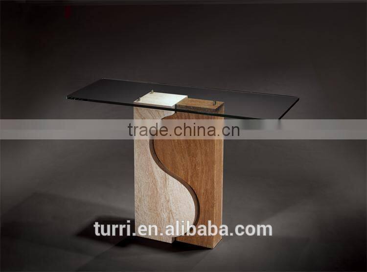 Modern white rectangle marble with glass top console table